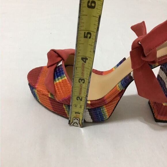 Alexandre Birman Straw Stripe Ankle Tie Chunky Heel Platform Sandal Size 37 1/2 - Picture 11 of 14